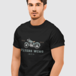 Flyers Wing® India Mens Premium Sports, Typography Black T-Shirt